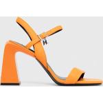 Dámské Sandály na podpatku Karl Lagerfeld v oranžové barvě z kůže ve velikosti 41 na léto 