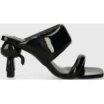 Dámské Sandály na podpatku Karl Lagerfeld v černé barvě v lakovaném stylu z kůže ve velikosti 41 na léto 