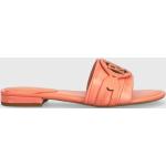 Dámské Designer Kožené pantofle Ralph Lauren Ralph v oranžové barvě z kůže ve velikosti 36 ve slevě na léto 