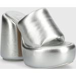 Dámské Kožené pantofle ve stříbrné barvě z kůže ve velikosti 39 