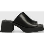 Kožené pantofle Vagabond Hennie dámské, černá barva, na podpatku