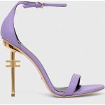 Dámské Sandály na podpatku Elisabetta Franchi ve fialové barvě z kůže ve velikosti 40 na léto 