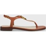 Dámské Kožené sandály Guess v hnědé barvě z kůže ve velikosti 41 ve slevě na léto 