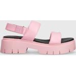 Dámské Sandály na klínku HUGO v růžové barvě z kůže ve velikosti 41 na léto 