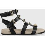 Dámské Designer Kožené sandály Michael Kors Wren v černé barvě z kůže ve velikosti 41 ve slevě na léto 