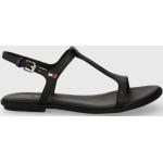 Dámské Kožené sandály Tommy Hilfiger TH v černé barvě z kůže ve velikosti 41 na léto 