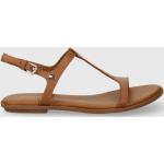 Dámské Kožené sandály Tommy Hilfiger TH v hnědé barvě z kůže ve velikosti 41 na léto 