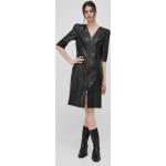 Kožené šaty Karl Lagerfeld černá barva, mini, přiléhavá