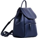 Kožené batohy v modré barvě v elegantním stylu z kůže s kapsou na mobil 