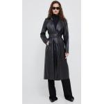 Dámské Designer Kožené kabáty Calvin Klein v černé barvě z kůže ve velikosti 10 XL ve slevě 