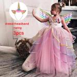 Dětské šaty v béžové barvě s květinovým vzorem ze syntetiky ve velikosti 13/14 let s motivem Meme / Theme Jednorožec 