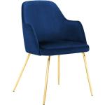Designové židle v modré barvě v elegantním stylu ze sametu s loketní opěrkou 
