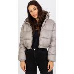 Dámské Zimní bundy s kapucí v béžové barvě z polyesteru ve velikosti XXL plus size 