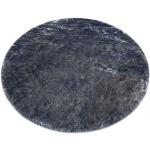 Kulatý pratelný koberec LAPIN shaggy protiskluzový, slonová kost / černý kruh 80 cm