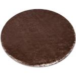 Kulatý pratelný koberec LAPIN shaggy protiskluzový, slonová kost / čokoláda kruh 100 cm