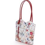 Dámské Kožené kabelky Delami Vera Pelle v bílé barvě s květinovým vzorem z kůže 