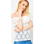 Lace blouse with Spanish neckline white