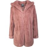 Starorůžový dámský kabát Urban Classics Ladies Hooded Teddy Coat XS