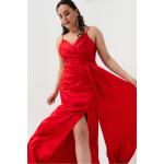 Dámské Šaty do společnosti v červené barvě z polyesteru ve velikosti XXL ve slevě plus size 
