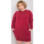 Dámské Denní šaty FashionHunters v tmavě červené barvě z bavlny ve velikosti 4 XL s dlouhým rukávem ve slevě plus size 