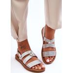 Dámské Sandály bez podpatku ve stříbrné barvě v lakovaném stylu ve velikosti 40 ve slevě na léto 