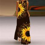 Dámské Letní šaty vícebarevné v ležérním stylu s květinovým vzorem ve velikosti 3 XL bez rukávů s výstřihem do V plus size 