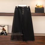 Dámské Džínové sukně v černé barvě z džínoviny ve velikosti 10 XL s vysokým pasem plus size 