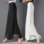 Dámské Elegantní kalhoty v bílé barvě v elegantním stylu ze syntetiky ve velikosti 3 XL s vysokým pasem plus size 