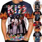 Letní pánská móda Hip Hop Punk Tričko s krátkým rukávem American Rock/Heavy Metal Kiss Band Tričko s 3D tiskem a hudbou