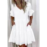 Letní šaty v bílé barvě z polyesteru ve velikosti L ve slevě 