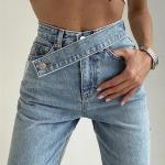 Dámské Boyfriend jeans ve světle modré barvě v ležérním stylu z džínoviny ve velikosti L 