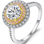 Prsteny se zirkonem romantické ze stříbra ve velikosti 52 k události výročí z 18k zlata 