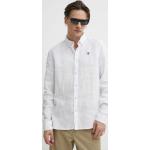 Košile Timberland v bílé barvě lněné ve velikosti XXL s button-down límcem plus size 