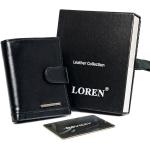 Pánské Kožené peněženky Loren v černé barvě v kancelářském stylu z kůže ve slevě 