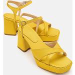 Dámské Sandály na podpatku v žluté barvě z koženky ve velikosti 37 ve slevě na léto 