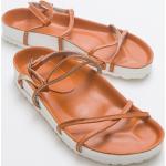 Dámské Kožené sandály v oranžové barvě z kůže ve velikosti 39 ve slevě na léto 
