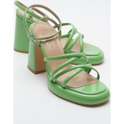 LuviShoes OPPE Green Patent Leather Women's Heeled Shoes