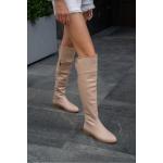 Madamra Mink Women's Stone Detailed Long Leather Women's Boots.