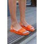 Dámské Sandály na podpatku v oranžové barvě v elegantním stylu z koženky ve velikosti 36 ve slevě na léto 