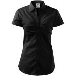 Dámské Košile s krátkým rukávem Malfini v černé barvě z popelínu ve velikosti XXL s krátkým rukávem plus size 