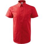 Pánské Košile s krátkým rukávem Malfini v červené barvě z popelínu ve velikosti L s krátkým rukávem 