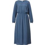 Dámské Maxi šaty Sara Lindholm v modré barvě v elegantním stylu ve velikosti 3 XL s dlouhým rukávem s řasením 