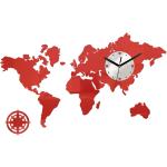 Mazur 3D nalepovací hodiny Mapa světa červená