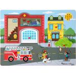 Dřevěné puzzle ze dřeva pro věk 2 - 3 roky s tématem hasiči 