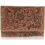 Dámské Kožené peněženky Mercucio v hnědé barvě s květinovým vzorem z kůže ve slevě 