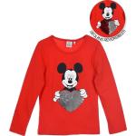 Dětská trička s dlouhým rukávem v červené barvě ve velikosti 6 let s motivem Mickey Mouse a přátelé Mickey Mouse s motivem myš s flitry 
