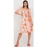 Dámské Šaty s potiskem FashionHunters v oranžové barvě v ležérním stylu ve slevě na léto 