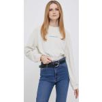 Dámská Designer  Jarní a podzimní móda Calvin Klein Jeans v béžové barvě ve velikosti L s kulatým výstřihem ve slevě 