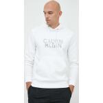 Pánské Designer Rozepínací mikiny s kapucí Calvin Klein v bílé barvě z bavlny ve velikosti XXL ve slevě plus size 