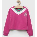 Dětské mikiny s kapucí Dívčí v růžové barvě z bavlny od značky United Colors of Benetton z obchodu Answear.cz 